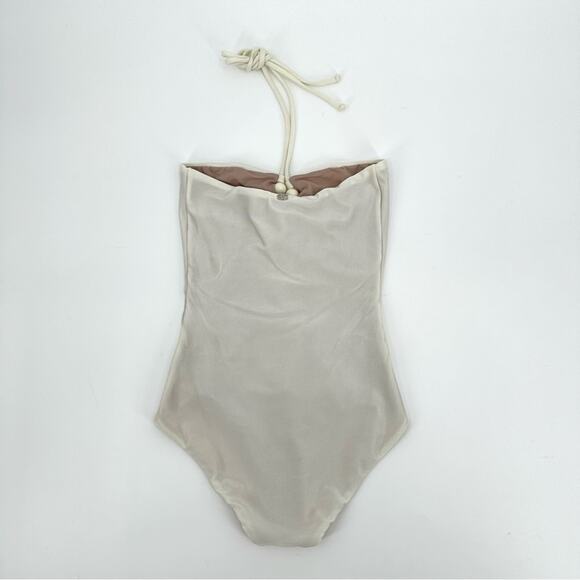 Adriana Degreas Golden Age Solid Halterneck Swimsuit in off white Size M - Picture 10 of 16